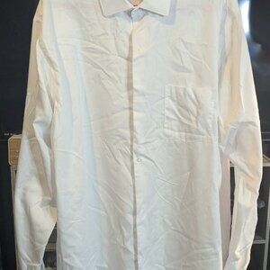Men's Synrgy brand Non-Iron White Button-Down Cotton/Poly LS Shirt 18.5 / 37